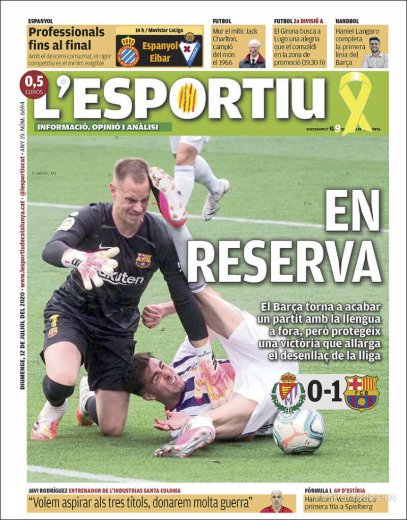 Portada L'Esportiu 2020-07-13