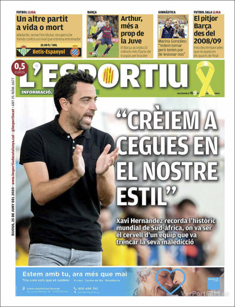 Portada L'Esportiu 2020-06-26