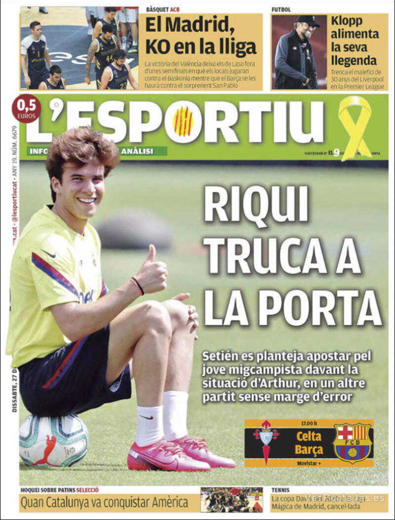 Portada L'Esportiu 2020-06-28