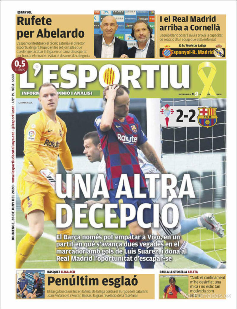 Portada L'Esportiu 2020-06-29