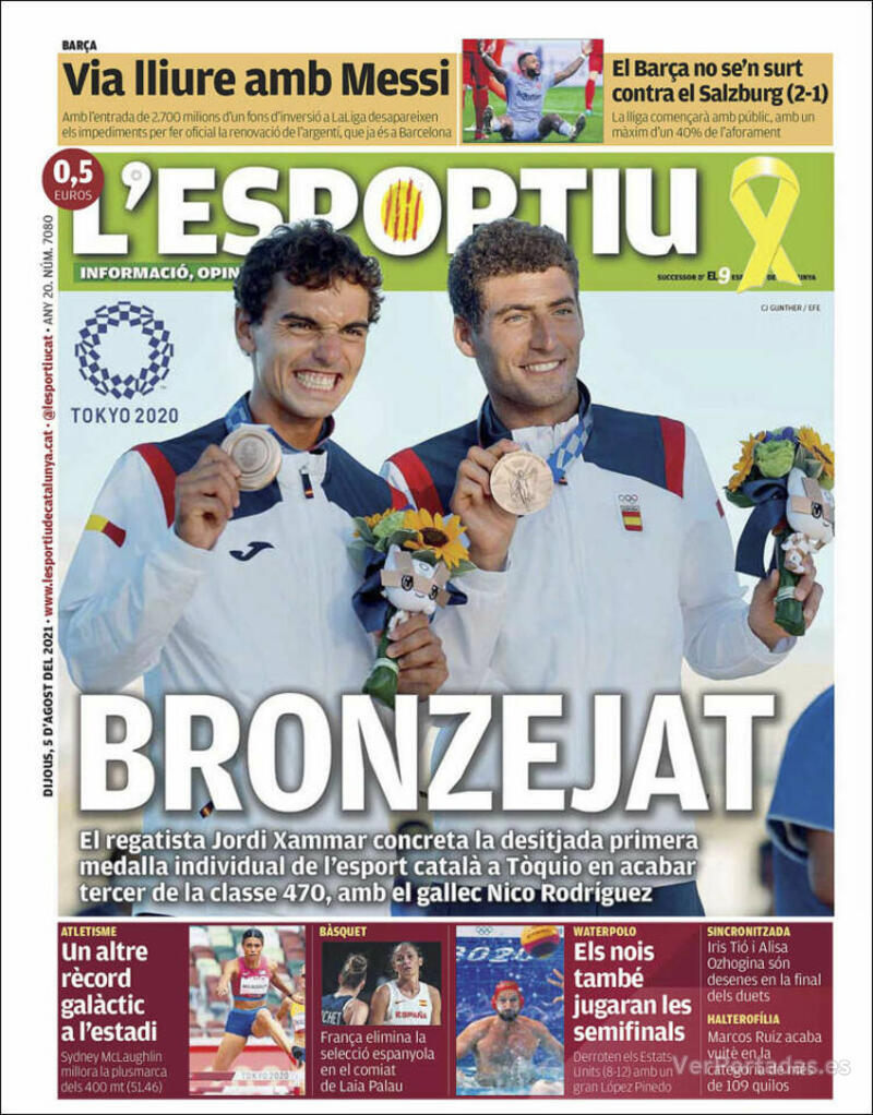 Portada L'Esportiu 2021-08-06