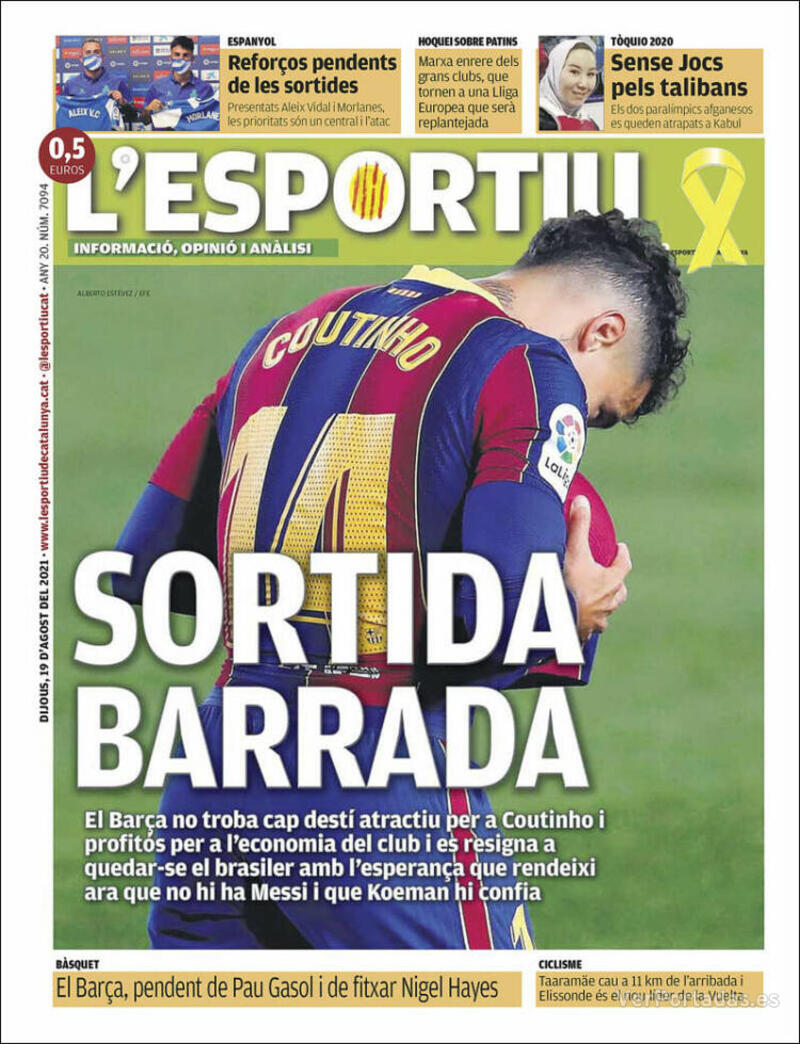 Portada L'Esportiu 2021-08-20