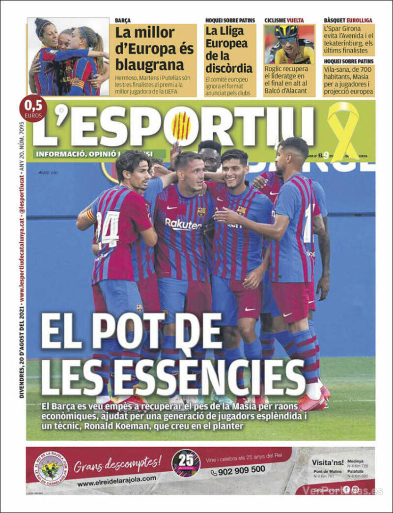 Portada L'Esportiu 2021-08-21