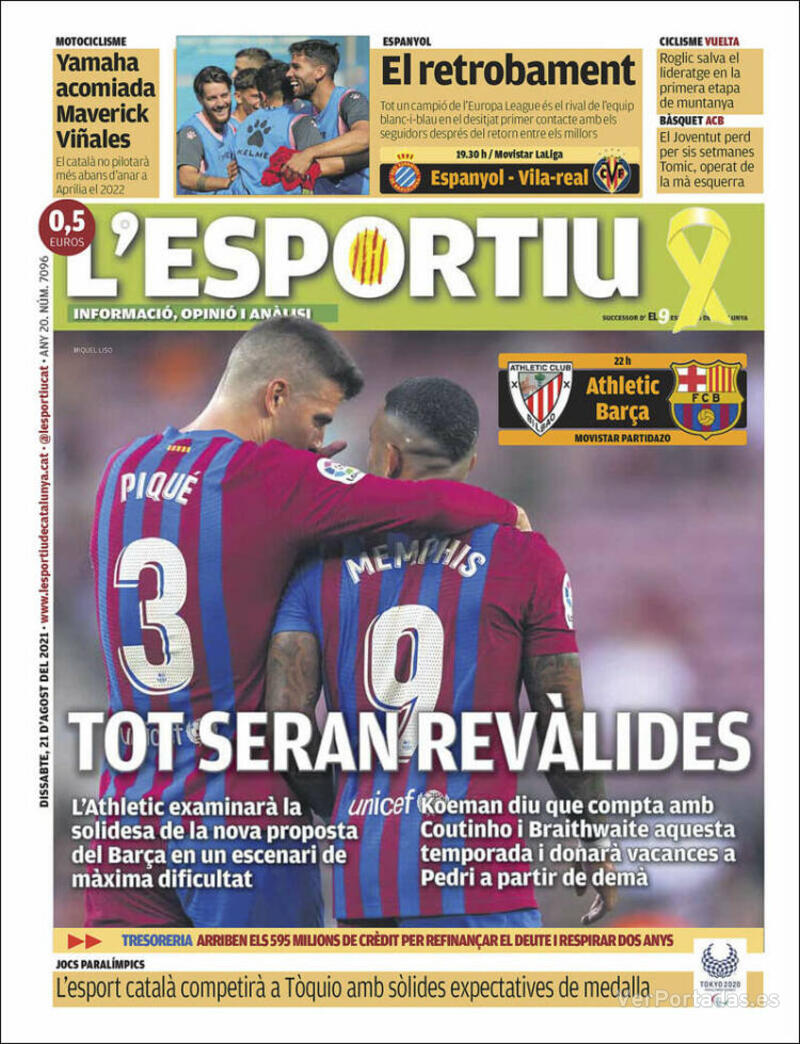 Portada L'Esportiu 2021-08-22