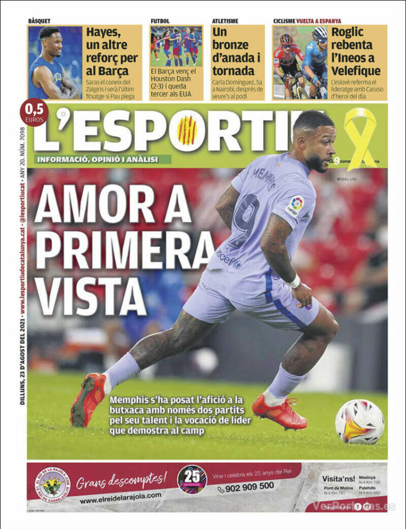 Portada L'Esportiu 2021-08-24