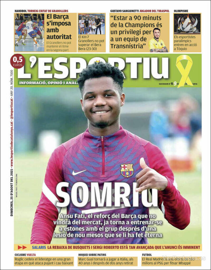 Portada L'Esportiu 2021-08-26