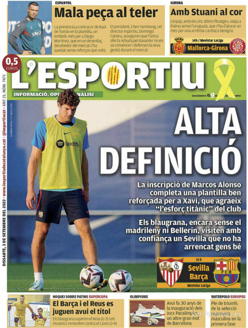 Portada L'Esportiu 2022-09-04