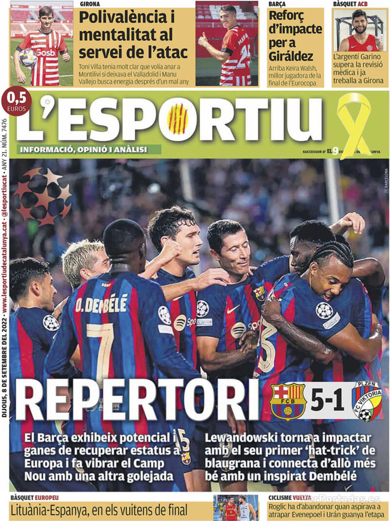 Portada L'Esportiu 2022-09-09