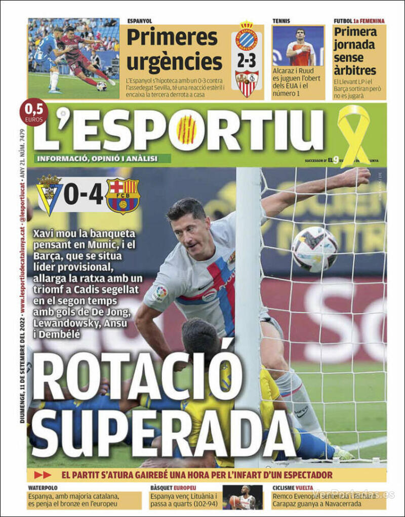 Portada L'Esportiu 2022-09-12