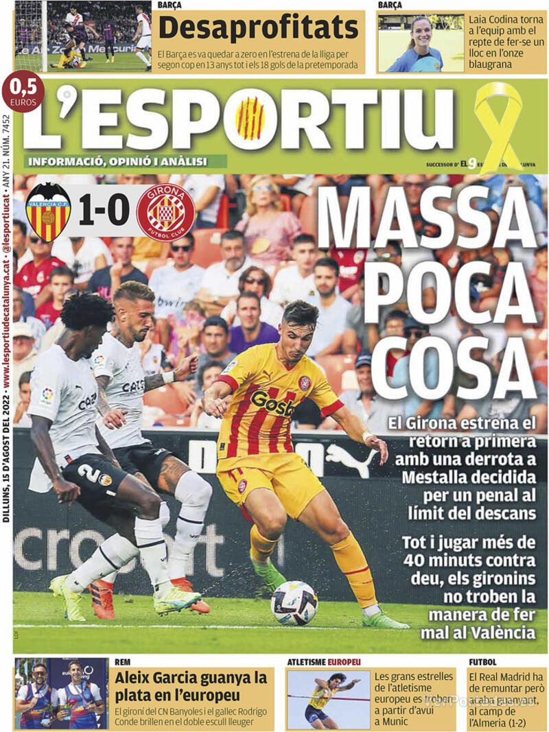 Portada L'Esportiu 2022-08-16