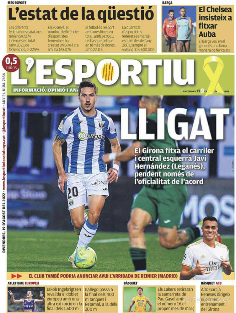 Portada L'Esportiu 2022-08-20