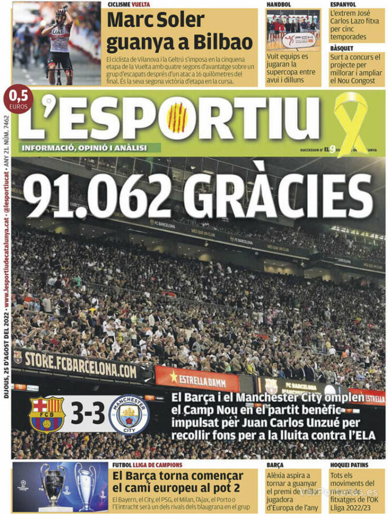 Portada L'Esportiu 2022-08-26