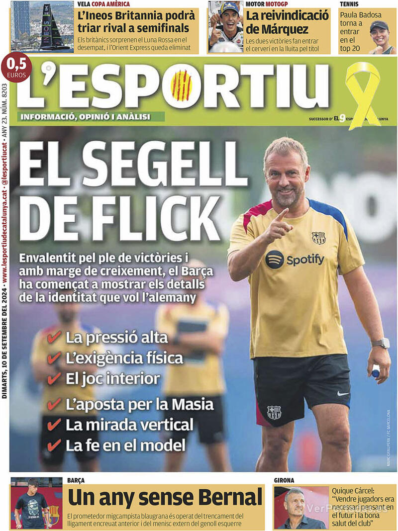 PORTADAS PRENSA DEPORTIVA MARTES 10 DE SEPTIEMBRE Portada-periodico-l-esportiu-10-09-2024-af564c5c