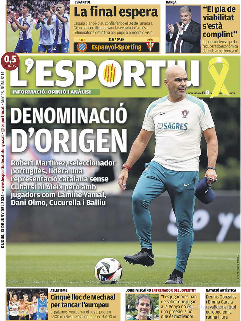 PORTADAS PRENSA DEPORTIVA  JUEVES 13 DE JUNIO Portada-periodico-l-esportiu-13-06-2024-a153ca8d