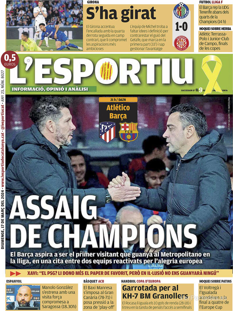 Portada L'Esportiu 2024-03-18