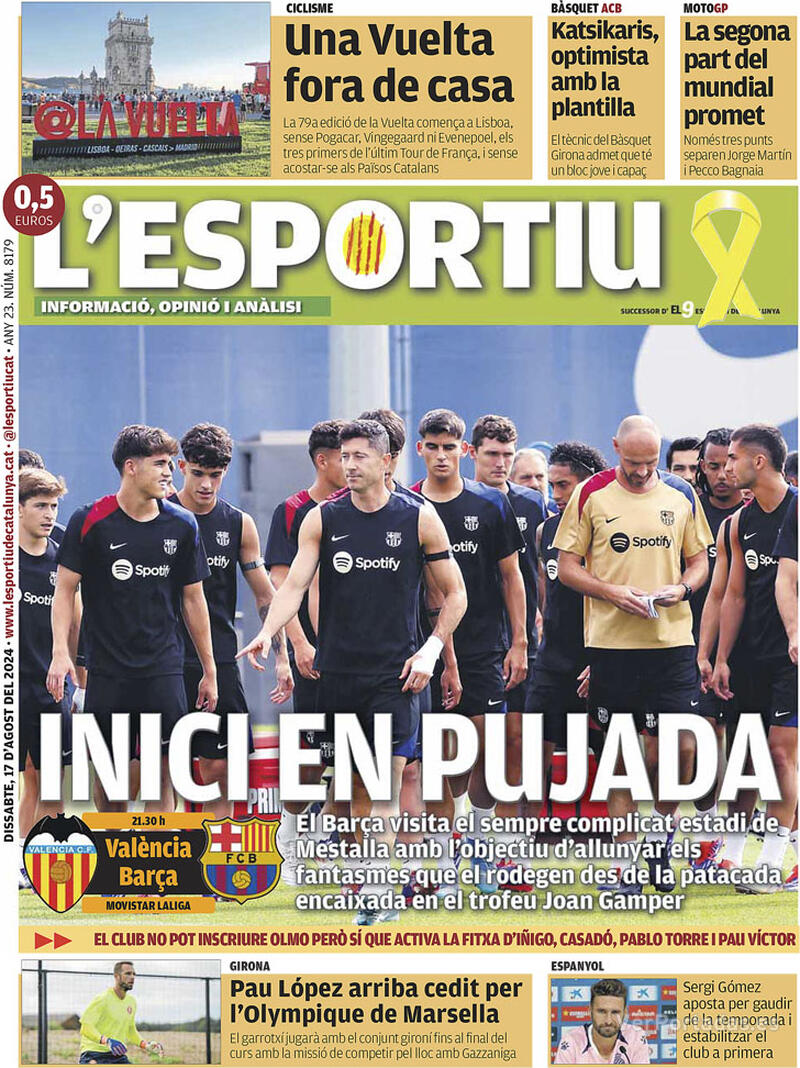 PORTADAS PRENSA DEPORTIVA SABADO 17 DE AGOSTO Portada-periodico-l-esportiu-17-08-2024-60049281