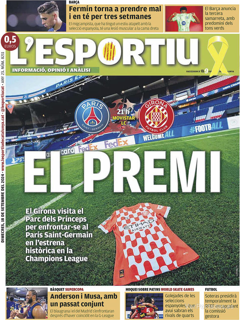 PORTADAS PRENSA DEPORTIVA MIERCOLES 18 SEPTIEMBRE 2024 Portada-periodico-l-esportiu-18-09-2024-cecfb4f3