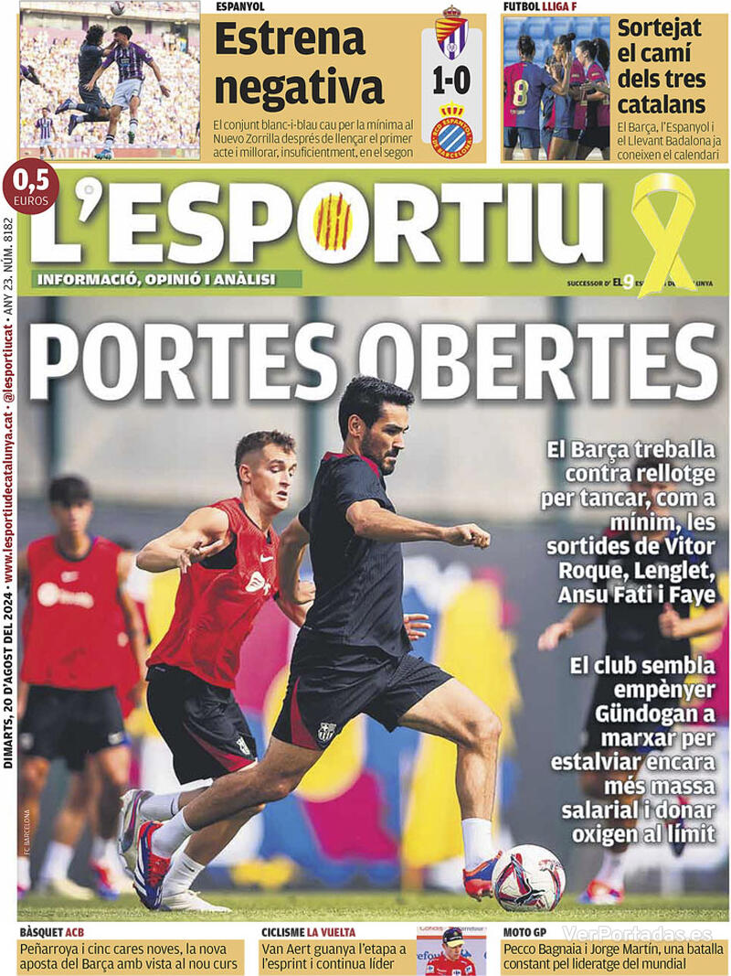 PORTADAS PRENSA DEPORTIVA MARTES 20 DE AGOSTO Portada-periodico-l-esportiu-20-08-2024-7312f52d