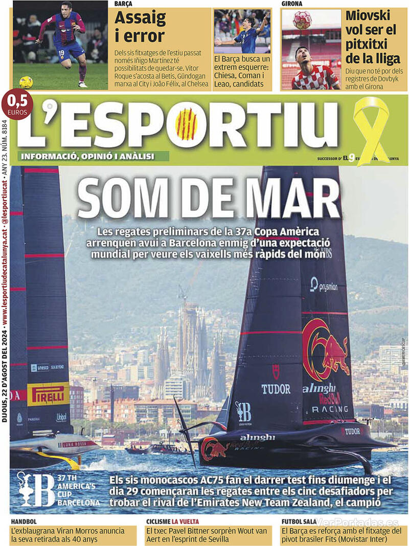 PORTADAS PRENSA DEPORTIVA JUEVES 22 DE AGOSTO Portada-periodico-l-esportiu-22-08-2024-d2e63acb