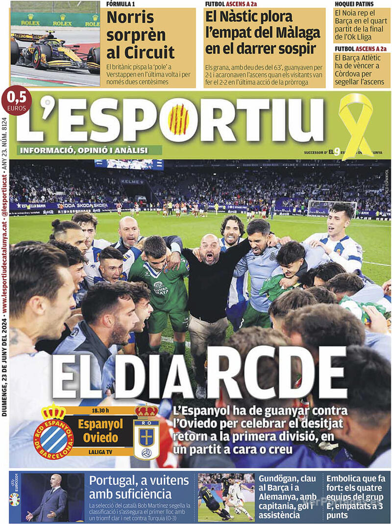 PORTADAS PRENSA DEPORTIVA  DOMINGO 23DE JUNIO Portada-periodico-l-esportiu-23-06-2024-0c9cbeda