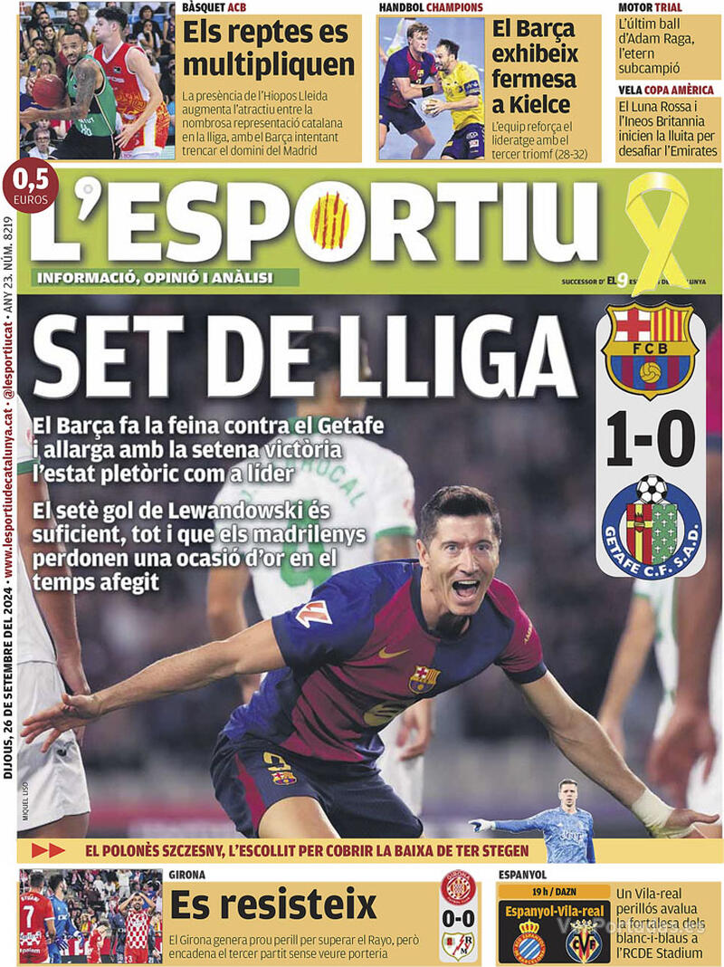 PORTADAS PRENSA DEPORTIVA JUEVES 26 SEPTIEMBRE 2024 Portada-periodico-l-esportiu-26-09-2024-89272dcd