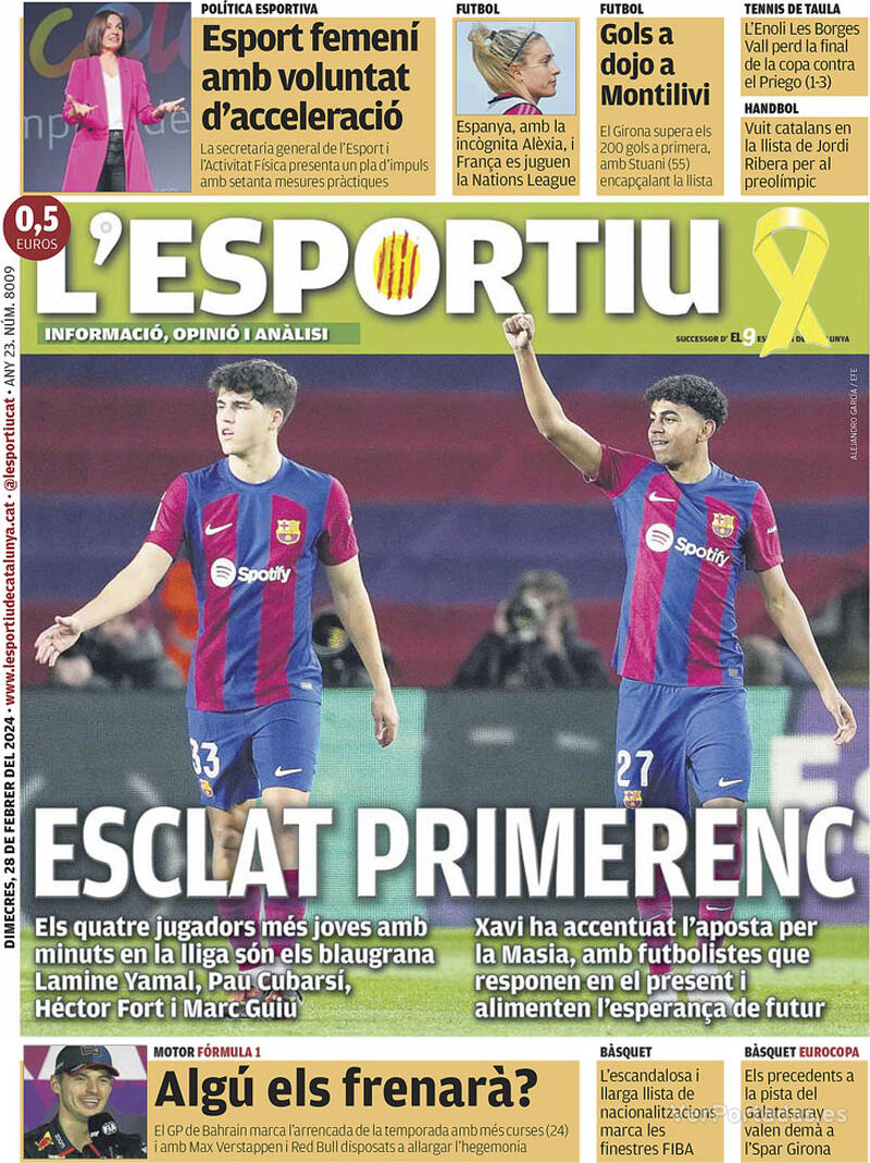 Portada L'Esportiu 2024-02-29