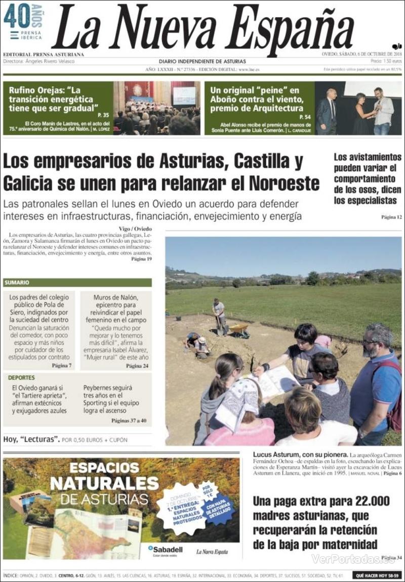 Portada La Nueva España 2018-10-07