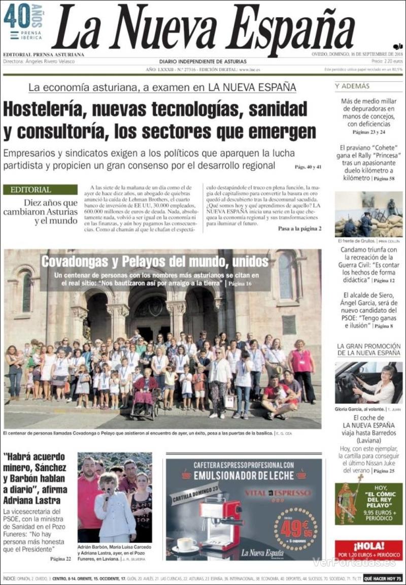 Portada Heraldo de Aragón 2018-09-16