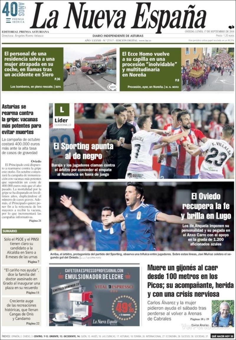 Portada La Nueva España 2018-09-18