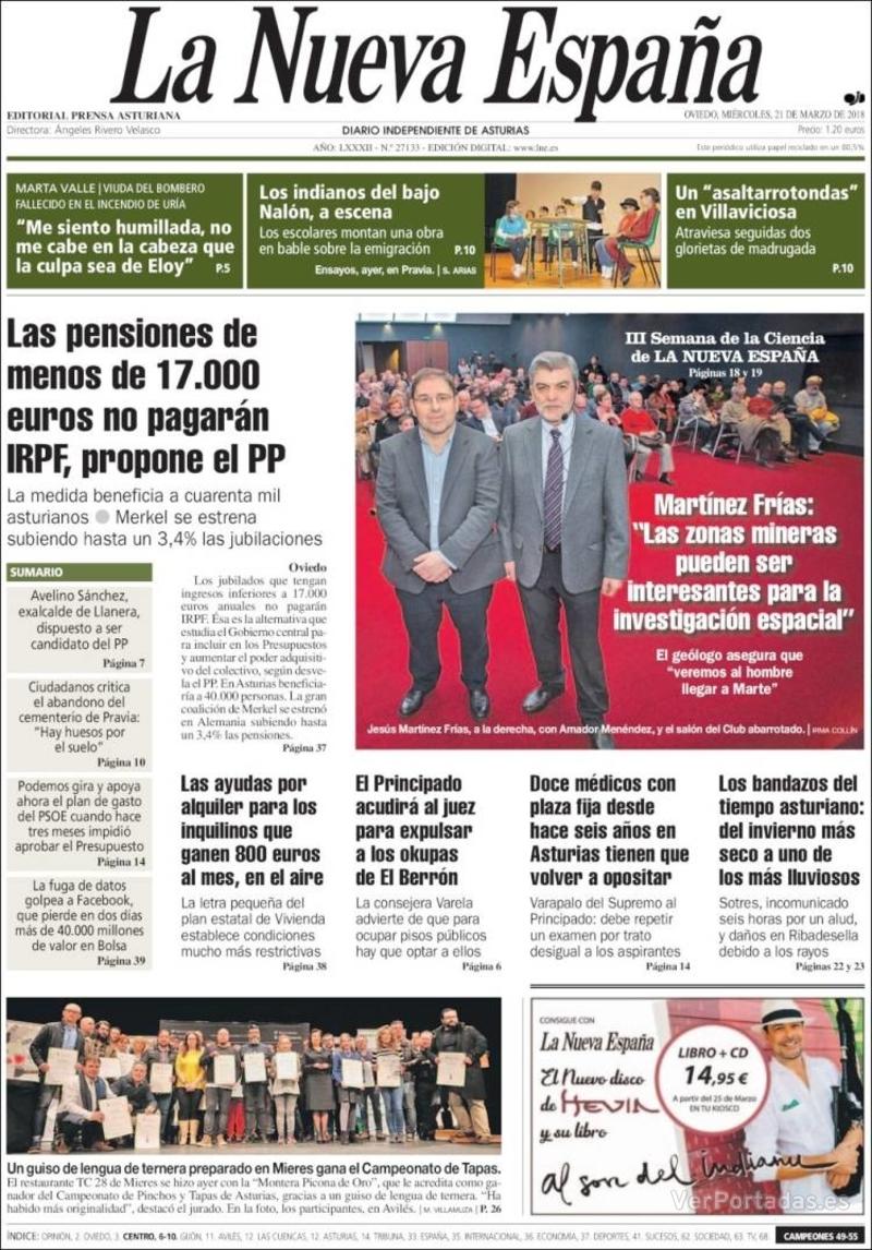 Portada Heraldo de Aragón 2018-03-21