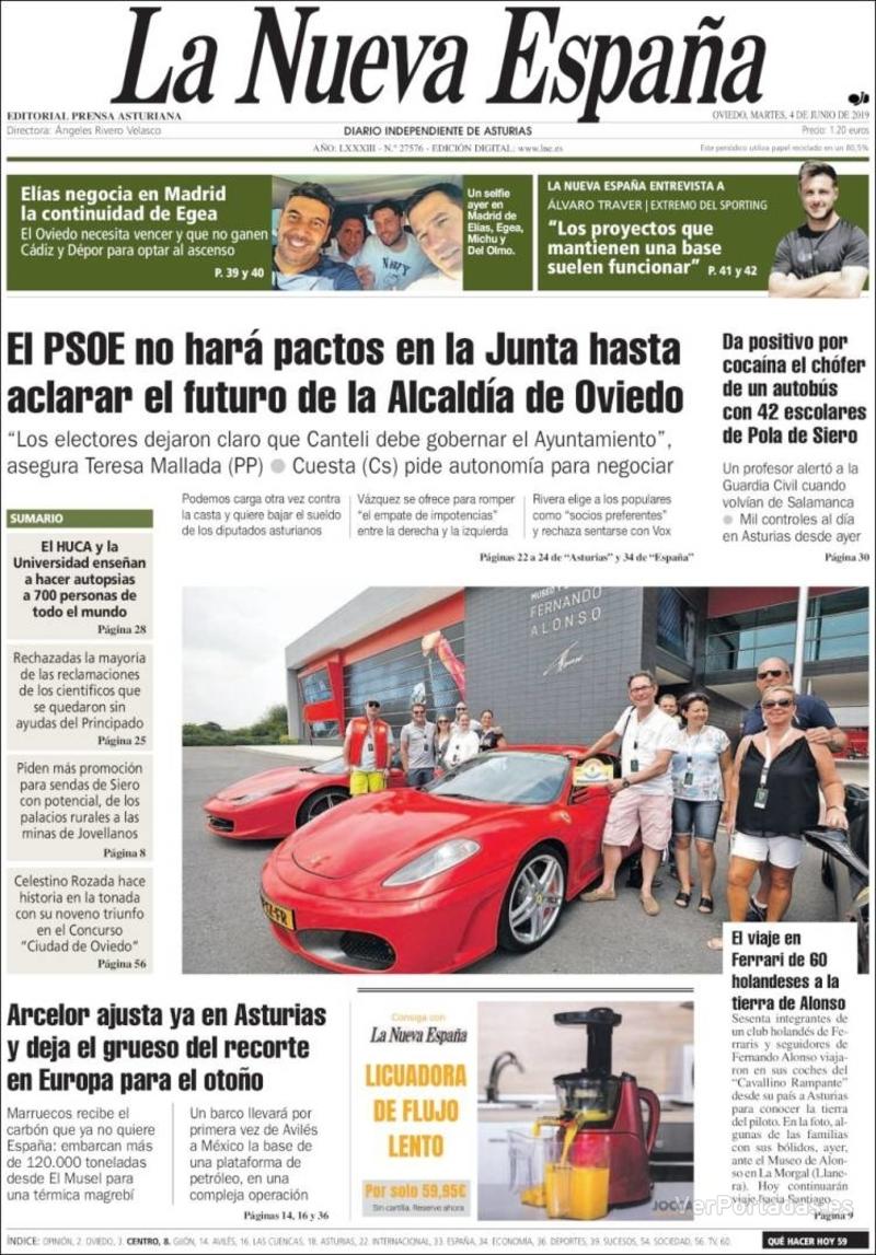 Portada La Nueva España 2019-06-05