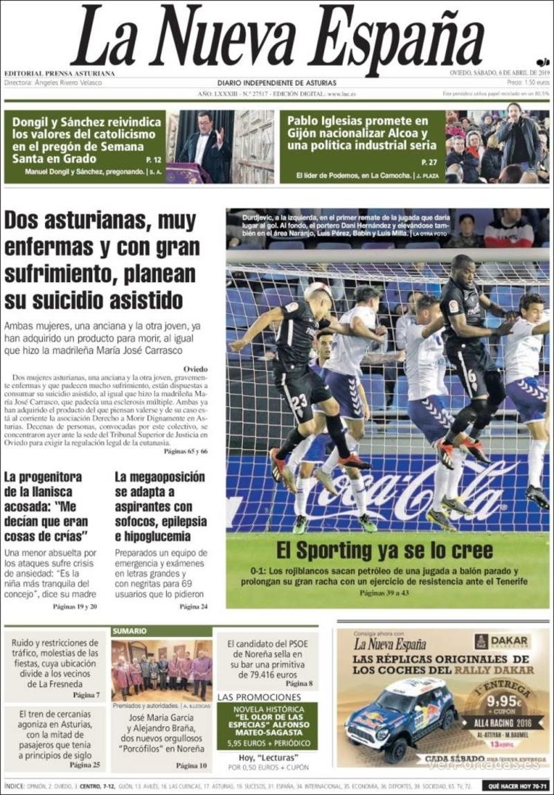 Portada La Nueva España 2019-04-07