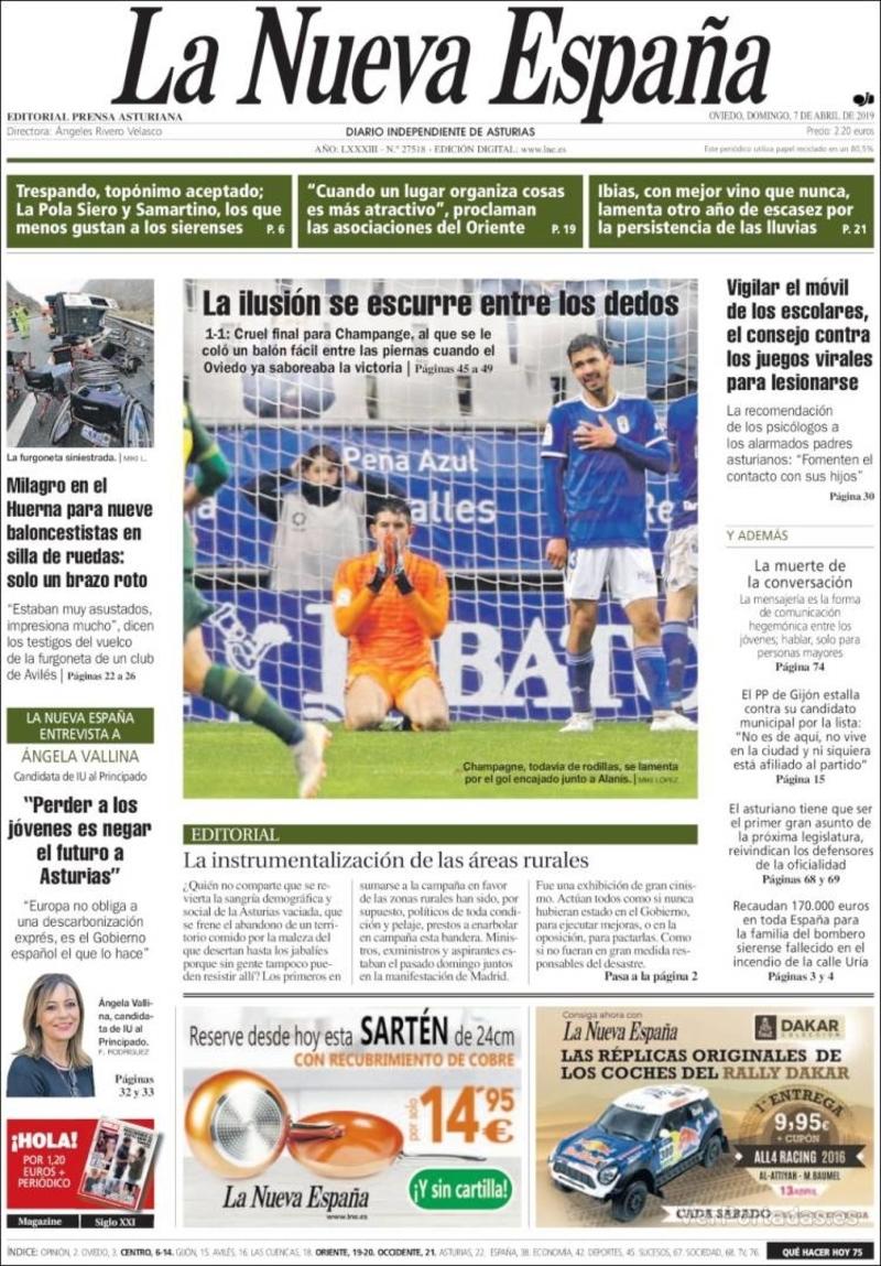 Portada La Nueva España 2019-04-08