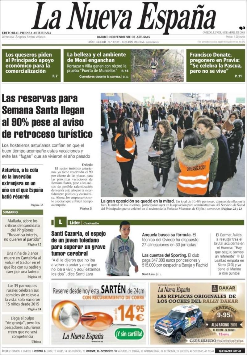 Portada La Nueva España 2019-04-09