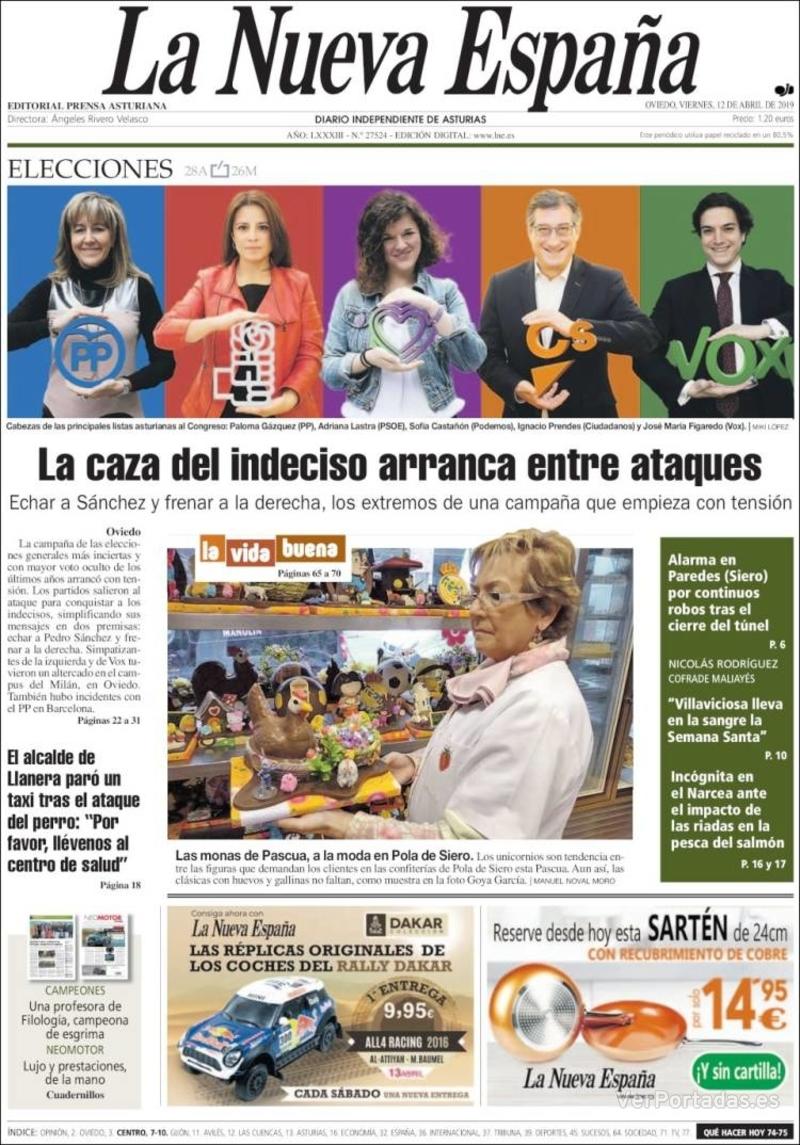 Portada La Nueva España 2019-04-13