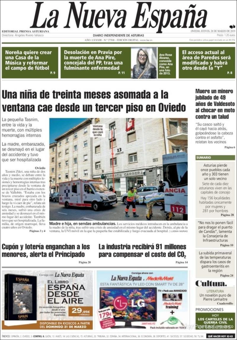 Portada La Nueva España 2019-03-29