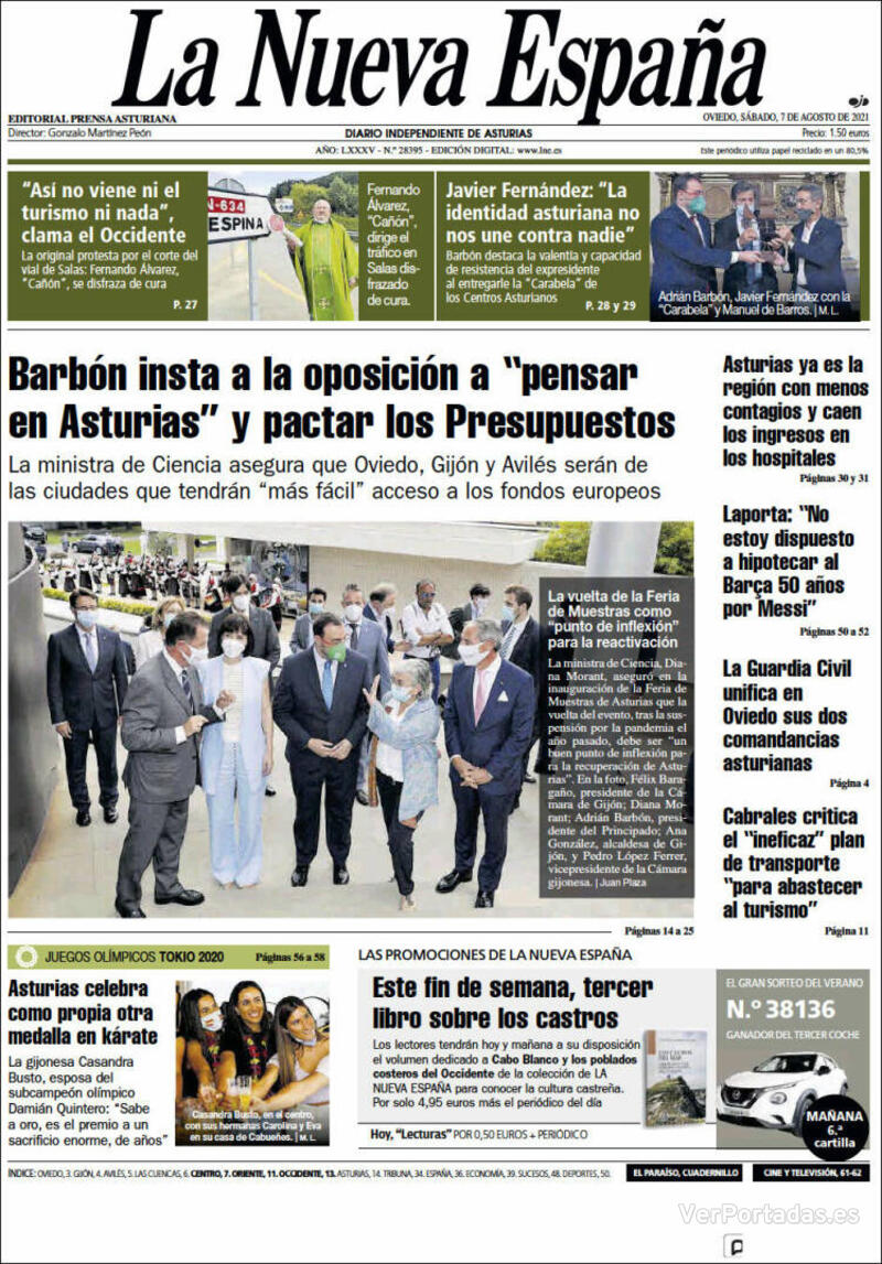 Portada La Nueva España 2021-08-08