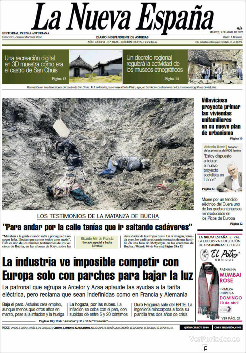 Portada La Nueva España 2022-04-06