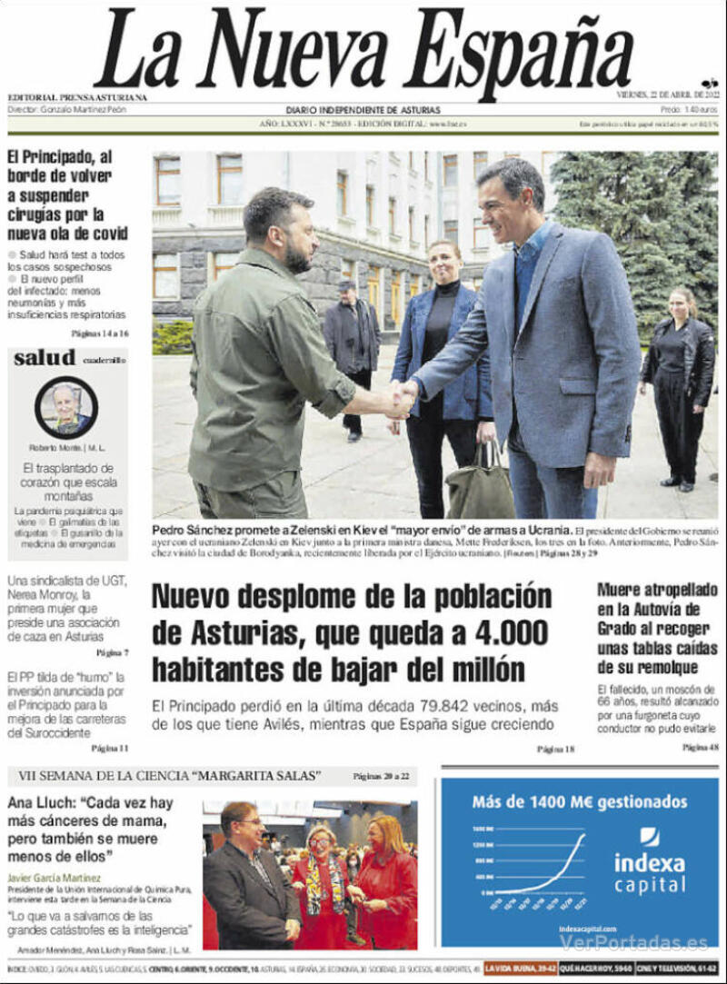 Portada La Nueva España 2022-04-23