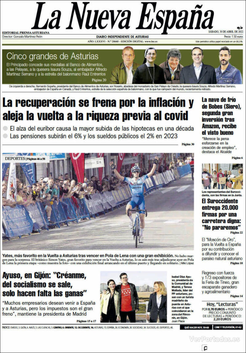 Portada La Nueva España 2022-05-01