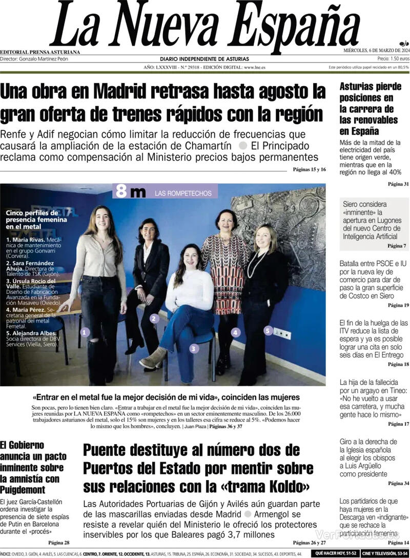 Portada La Nueva España 2024-03-07