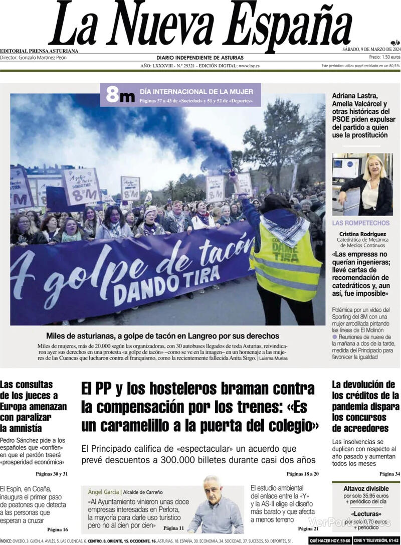 Portada La Nueva España 2024-03-10