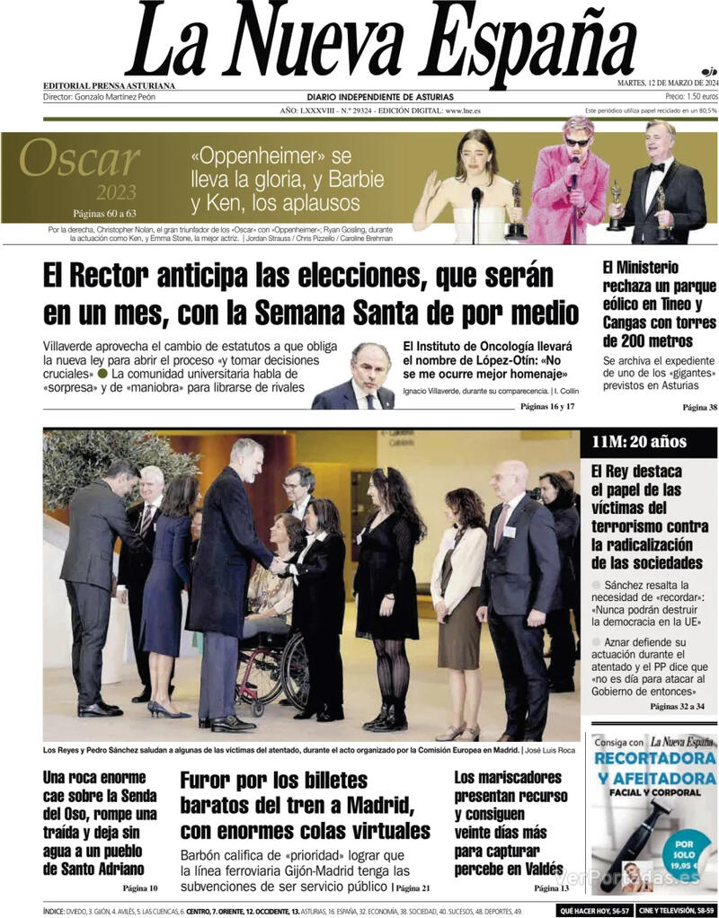 Portada La Nueva España 2024-03-13