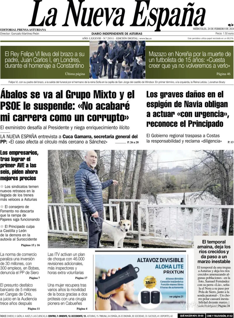 Portada La Nueva España 2024-02-29