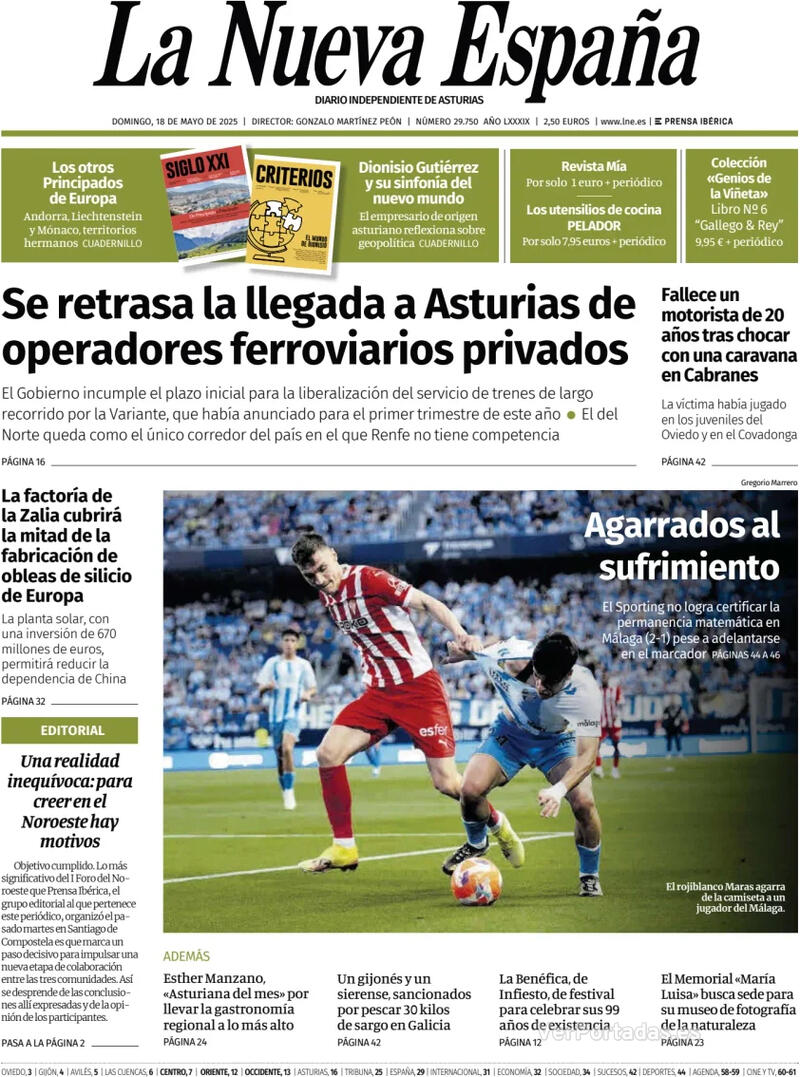 Portada Heraldo de Aragón 2025-05-18