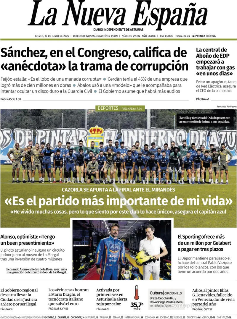 Portada Heraldo de Aragón 2025-06-19