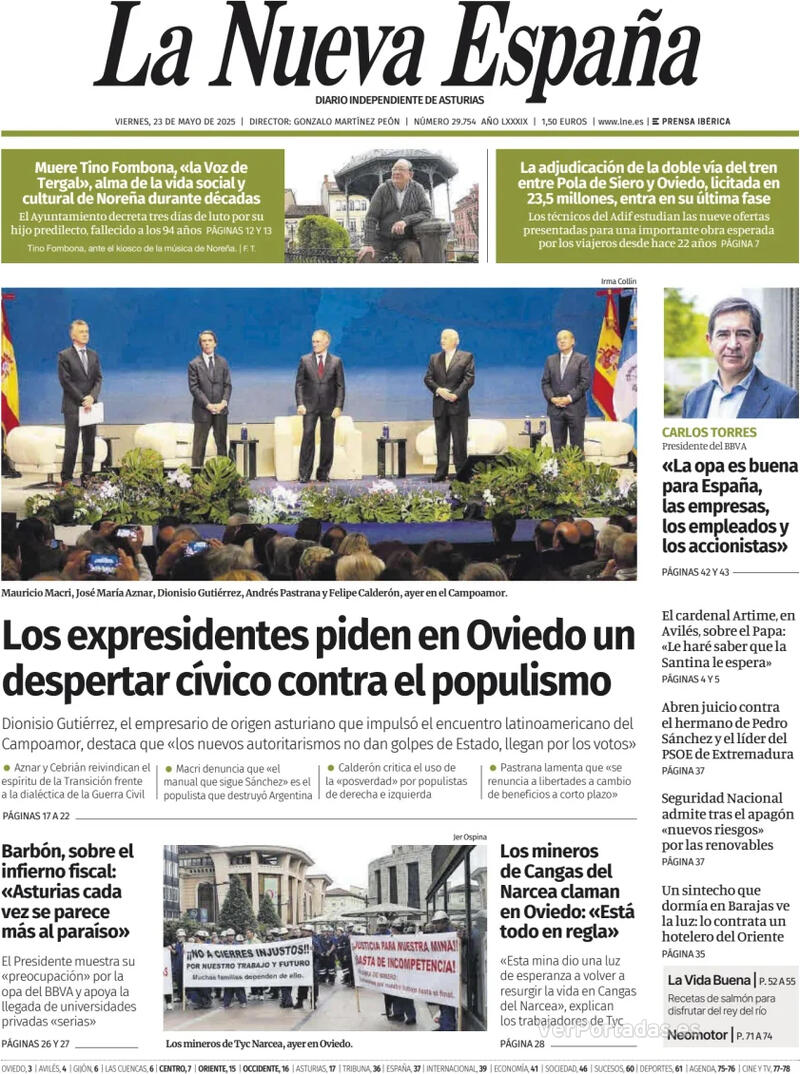 Portada Heraldo de Aragón 2025-05-23