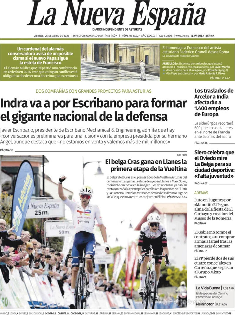 Portada Heraldo de Aragón 2025-04-25