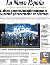 Portada La Nueva España 2025-11-21