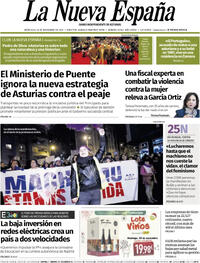 Portada La Nueva España 2025-11-26